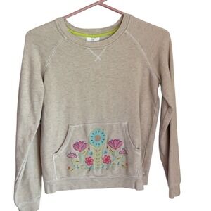Hanna Andersson Kids Sweatshirt Beige Floral Pocket Cotton Top Sz 10 dimensions